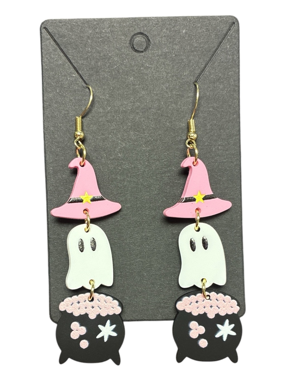 Halloween Ghost & Witch Hat Dangle Earrings